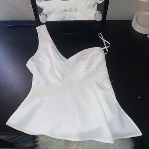 White, one shoulder dress top